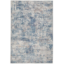 Machine Washable Blue Beige Modern Abstract Distressed Living Room Area Rug