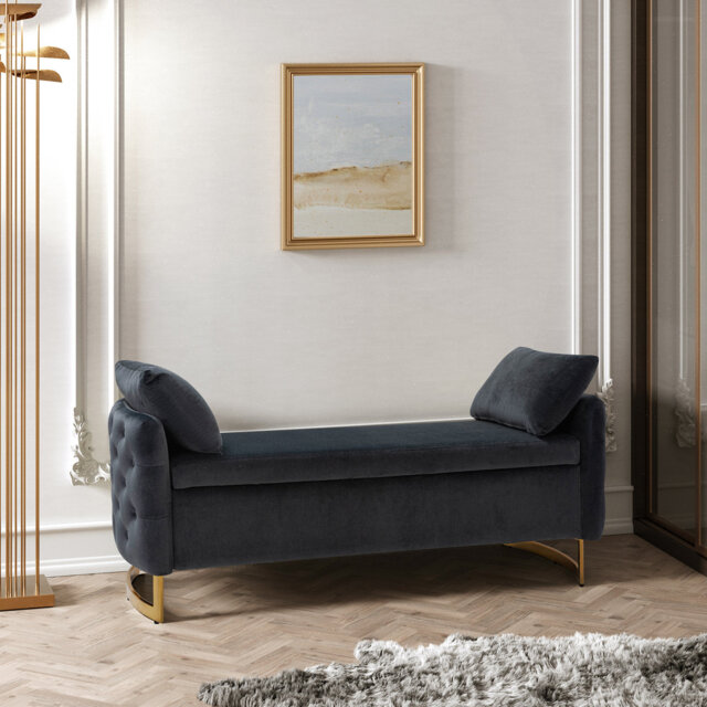 Ageet Modern Velvet Flip Top Storage Bench