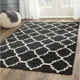 Capirano Handmade Flatweave Wool Black/Ivory Rug