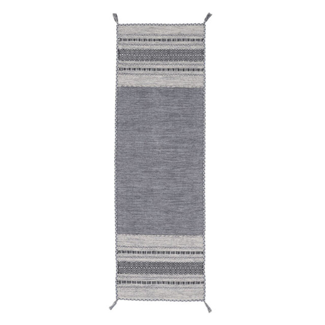 Azizi Striped Hand Woven Cotton Grey Rug