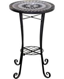 Medina Mosaic Plant Stand Side Table with Ceramic Tile Top for Indoor and Outdoor Use