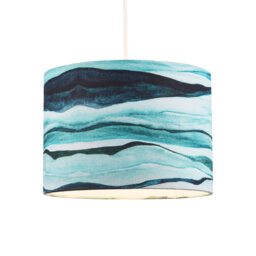 18cm H Cotton Blend Drum Lamp Shade ( Screw On ) in Teal