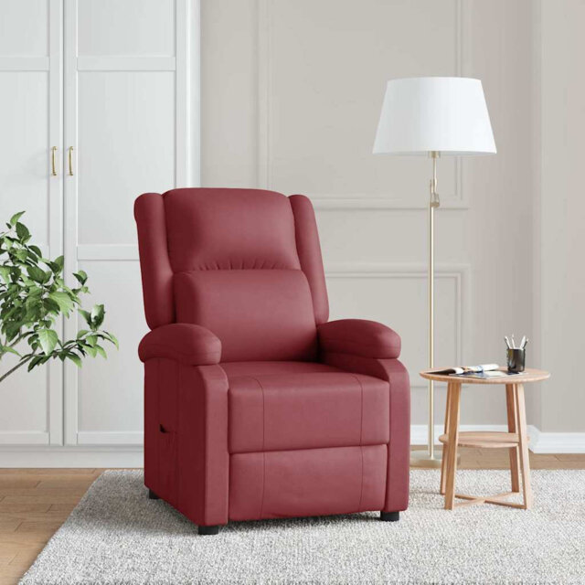 Recliner Chair Wine Red Faux Leather