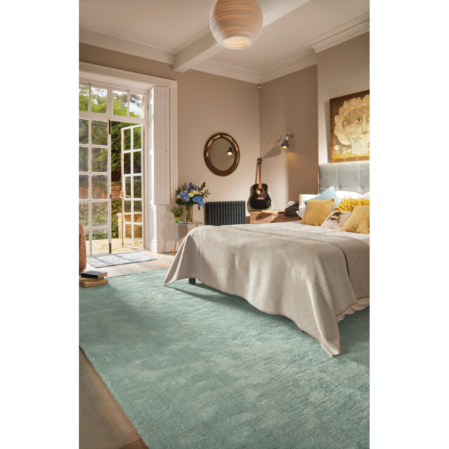 Handmade Wool/Viscose Blue Rug