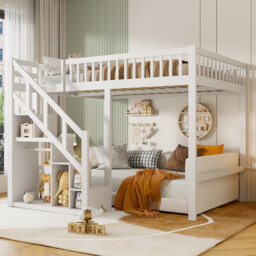 Ruohai Bunk Bed With Stairs And Storage Space
