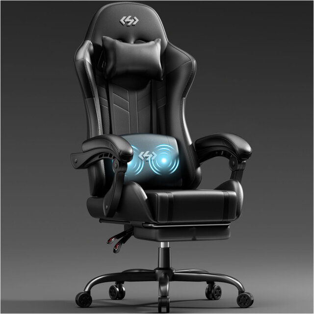 Metro Lane Adjustable Reclining Ergonomic Faux Leather Swiveling PC & Racing Game Chair with Footrest
