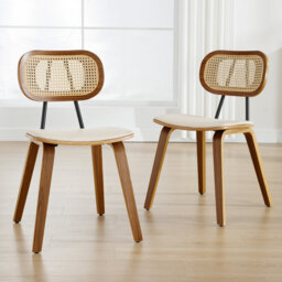 Alithea Upholstered Bar Stools Counter Stool with Solid Wood Frame Rattan Backrest Indoor Outdoor