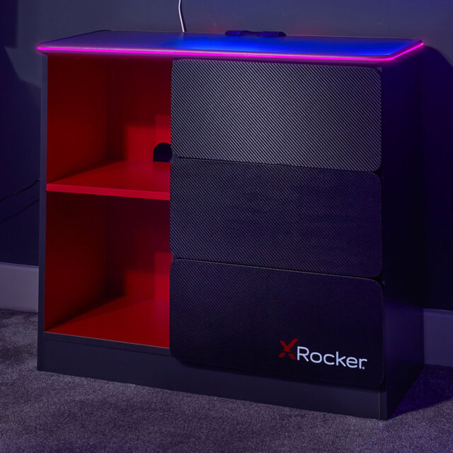 X Rocker Carbon-Tek Chest Of 3 Drawers With LED Lights