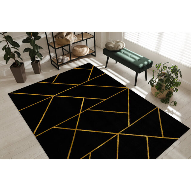 Exclusive glamor rug, Stivoll, geometric black / gold