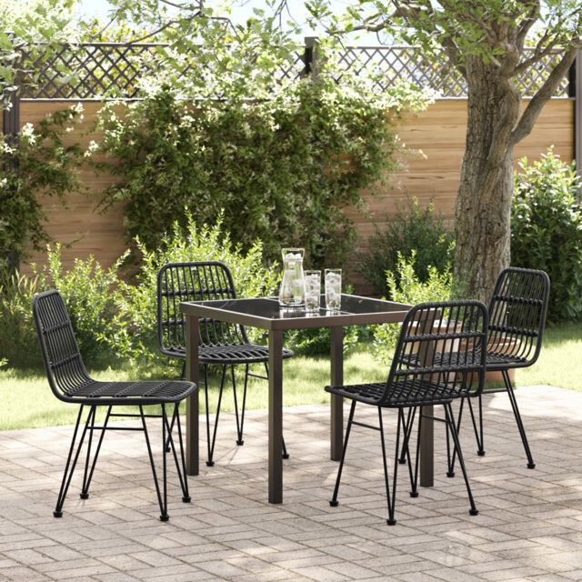 5 Piece Garden Dining Set Poly Rattan