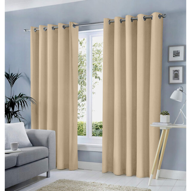 Blackout Eyelet Curtains Pair - Heavy Thermal Insulated Window Panels