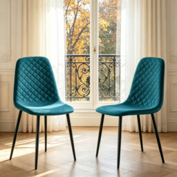 Velvet Upholstered Dining Chair with Metal Frame