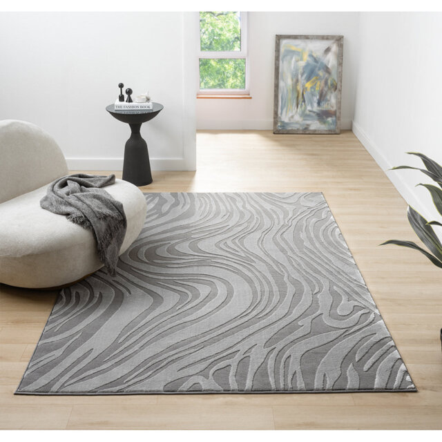 Bezore Modern Indoor Living Room Area Rug Embossed Cut-Shrink Pile with Metallic Sheen Jute Backing Living Room - Bedroom Hallway Carpet Pyramid Anthr