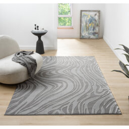 Bezore Modern Indoor Living Room Area Rug Embossed Cut-Shrink Pile with Metallic Sheen Jute Backing Living Room - Bedroom Hallway Carpet Pyramid Anthr