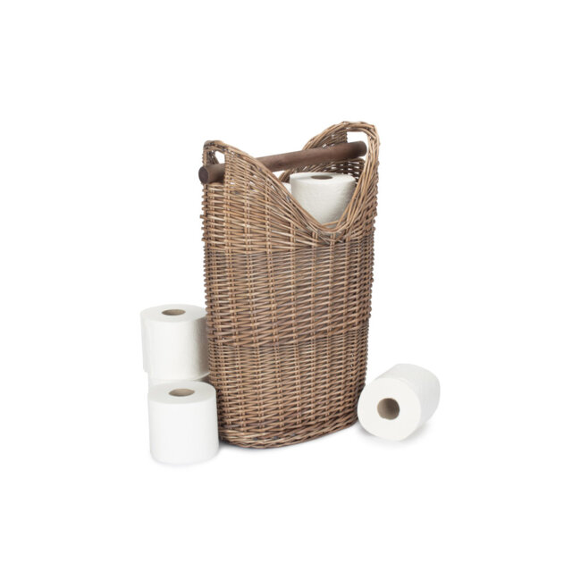 Lily Manor Wicker Bathroom Toilet Roll Holder Basket