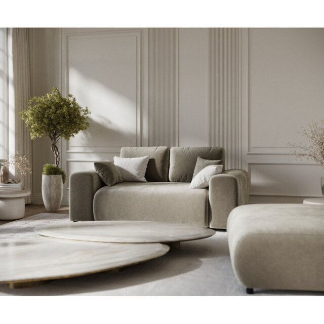 Two-seater square arms loveseat sofa