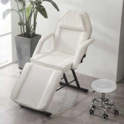Adjustable Massage Table, Beauty Spa Facial Salon Tattoo Massage Bed with Stool