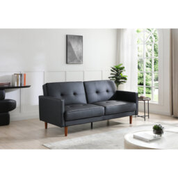 Rosamonde Queen 196cm Faux Leather Convertible Sofa
