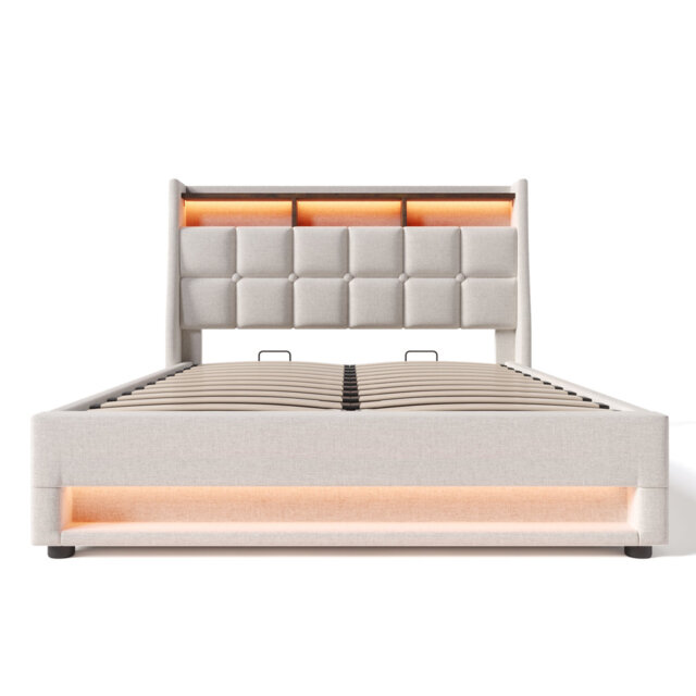 Storage Bed With Led And Usb Linen