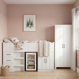 Limestone Kids Midsleeper With Wardrobe Bedroom Set