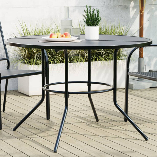 Patio Table Garden Outdoor Table Round Anthracite Powder-Coated Steel