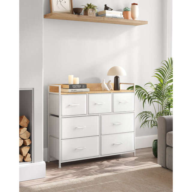 Chest Of Drawers, Bedroom Cabinet, 7 Fabric Drawers With Handles, Metal Frame