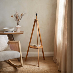 Morrigan Painted Wooden Tripod Shelved Floor Lamp Base