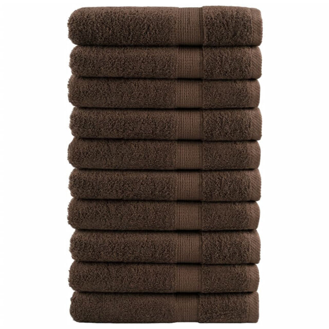 Premium Towels SOLUND 10Pcs Brown 100X200cm 600Gsm