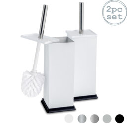 Harbour Housewares - 2x Square Toilet Brushes with Holder - Toilet Cleaning Brush Set with Non Slip Base