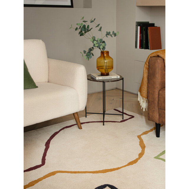 Gina Geometric Hand Woven Hand Tufted Beige Area Rug