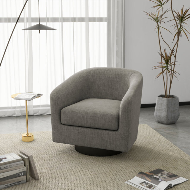 Bennett 73.1 Cm Wide Cotton Swivel Barrel Chair