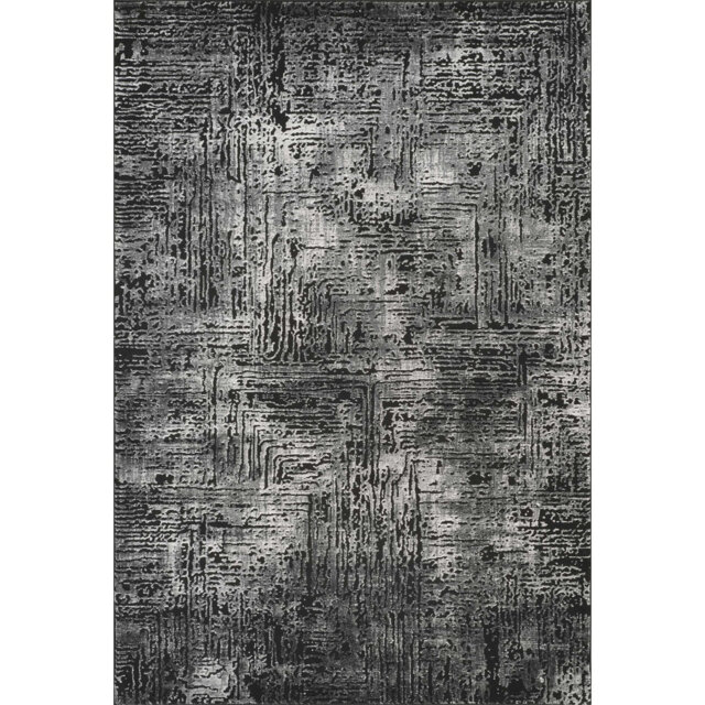 Denelda Living Room Area Rug Metallic Sheen Modern Illusion Design Grey