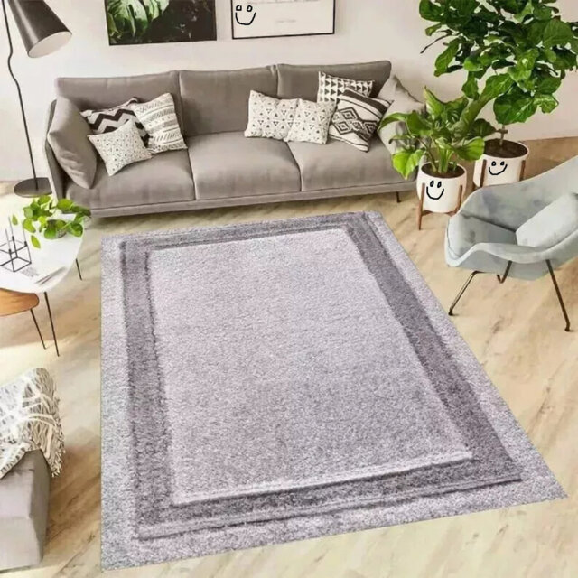 Luxury Shaggy Rug Bordered Solid Design Large Area Rug For Bedroom Living Room Fluffy Floor Mats Small Door Mats