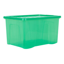 Wham Crystal 60L Plastic Storage Box Pack of 5 Tint Leprechaun Green