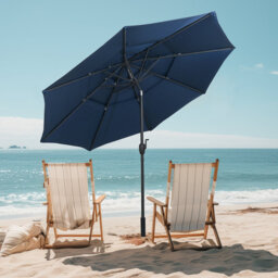 295 Cm 3-Tier Vented Patio Parasol Outdoor Market Umbrella W/ Push Button Tilt-Grey