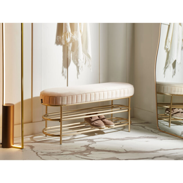 Bench with Shoe Storage VERGAS Velvet Beige