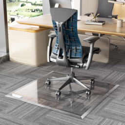 Beveled Edge Glass Chair Mat with Polished Edge Clear Office Chair Mat, Glides Smoothly, Suitable for Carpet or Hardwood Floors