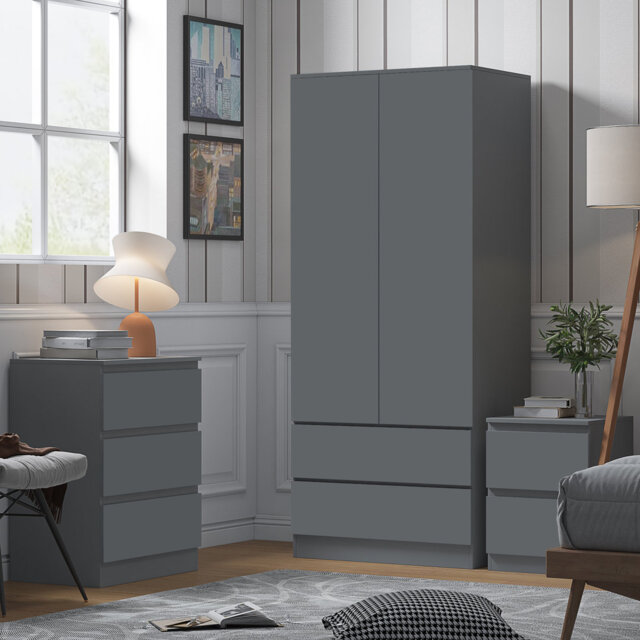 Warren 2 Door 2 Drawer Combi Wardrobe - Modern No-Handle Design, Soft-Close Hinges, Scratch-Resistant Finish