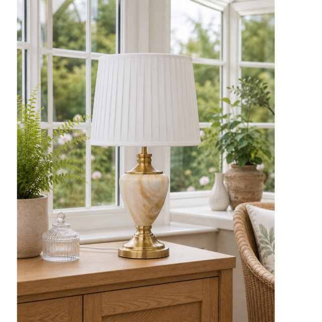 Waukomis 61cm Marble Effect Metal Table Lamp