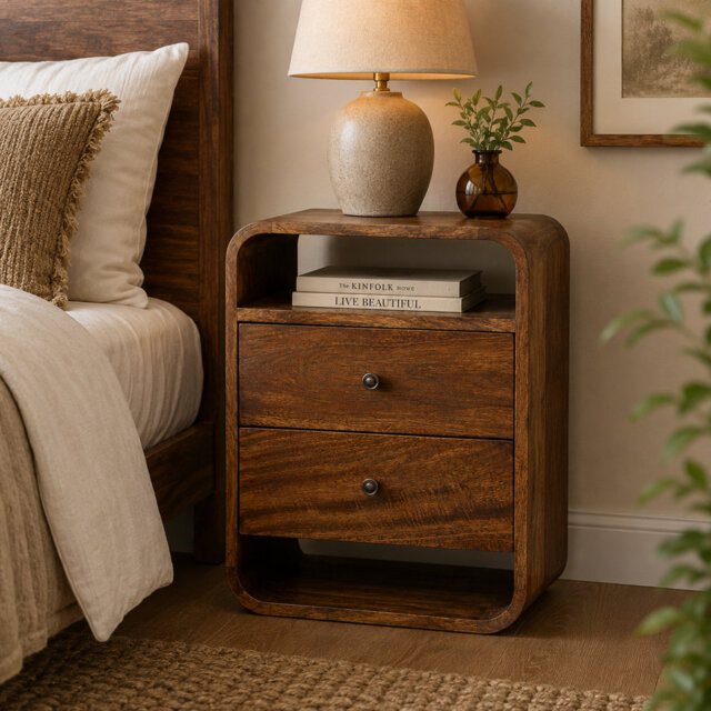 Craigwood 40cm W Solid Wood Bedside Table