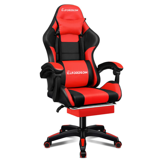 ELFORDSON Adjustable Faux Leather Swiveling PC & Racing Game Chair