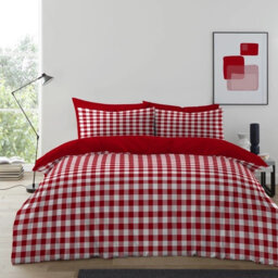 Luxury Gingham Microfibre Duvet Cover Set with Pillowcases Soft Breathable Easy Care Bedding All Sizes