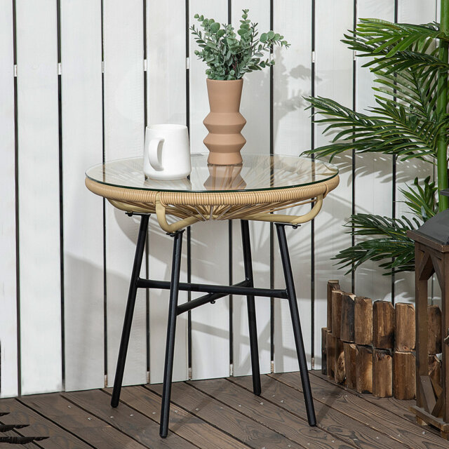 Round Metal Outdoor Side Table , 50cm cm W 50cm cm D