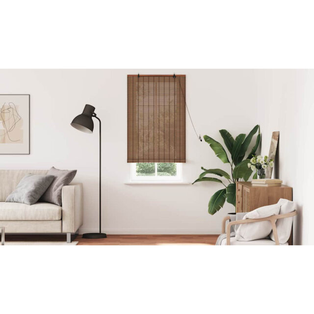 Vidaxl Window Blind With Curtains Manual Brown Bamboo