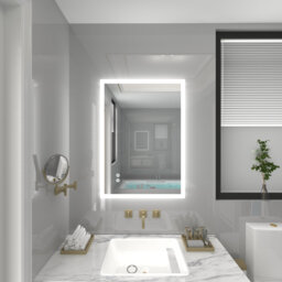 Led Bathroom Mirror With Lights Illuminated Demister Pad Touch Sensor Wall Mount