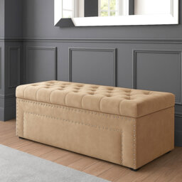 Duke Ottoman Storage Box - Chesterfield Upholstered Blanket Box - Plush Velvet Ottoman Bench with Storage