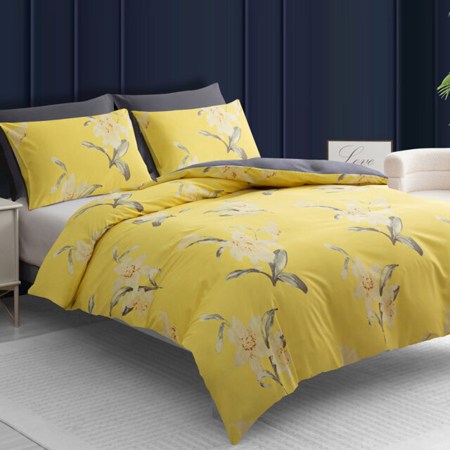 Microfiber Floral Duvet Cover Set