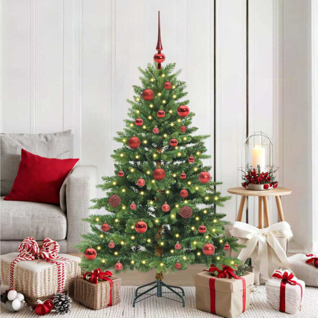 Artificial Christmas Tree with 150 LEDs Green PE and PVC