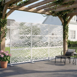 183cm H Freestanding Metal Room Divider Decorative Privacy Screen Garden Lattice Panel Trellis for Patio, Balcony, Backyard, Pool, Indoor Room