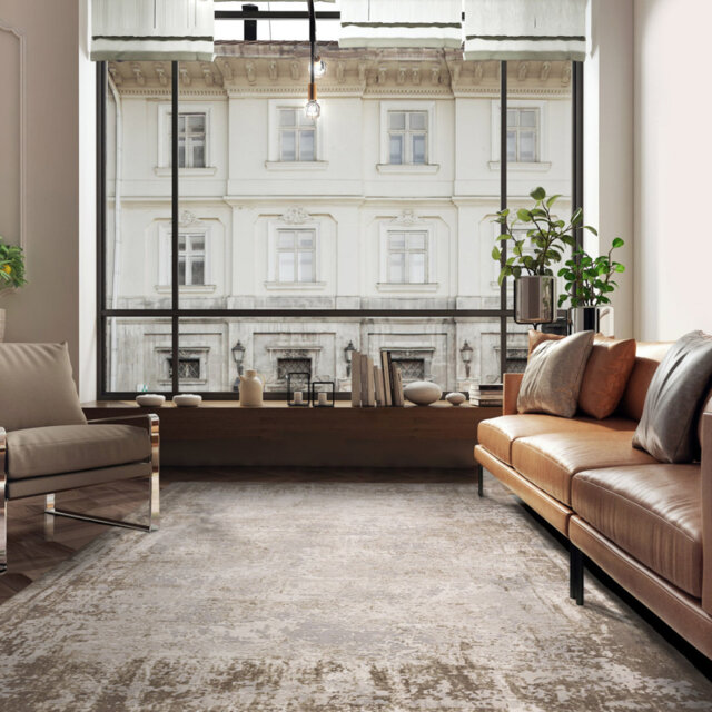 Abstract Beige Luxurious Modern Easy To Clean Rug For Dining Room Bedroom & Living Room